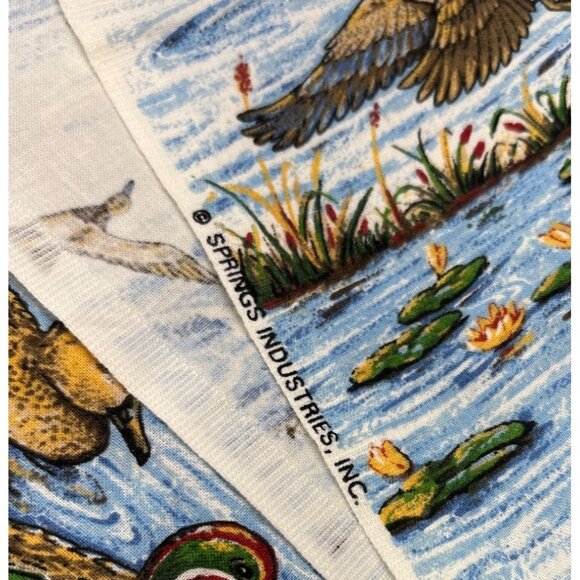 Springs Industries Duck Pond Cotton Fabric Panel 18" x 22" Colorful Wildlife Sce - Picture 6 of 8